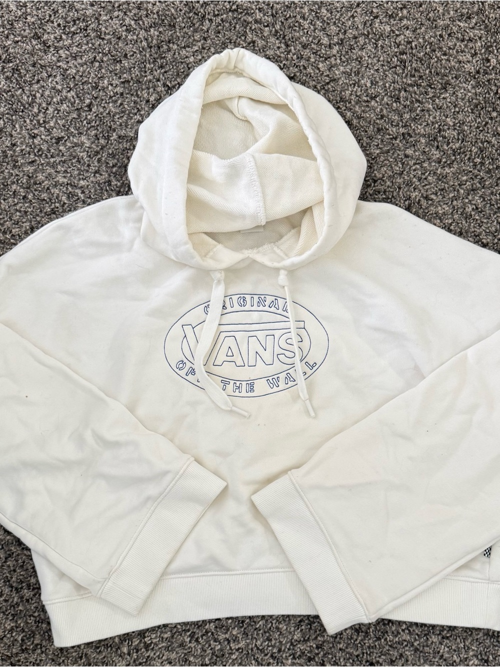 Vans White Pullover Hoodie with Blue Logo